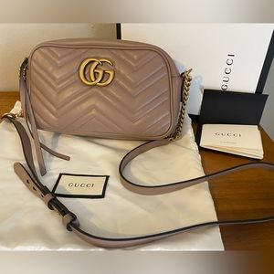 NWT GG Marmont small matelassé shoulder bag - dusty pink